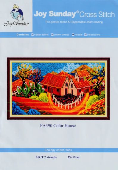 Набір для вишивання за нанесеною на канву схемою  "Color House". AIDA 16CT printed 35*19 см | Зображення 1