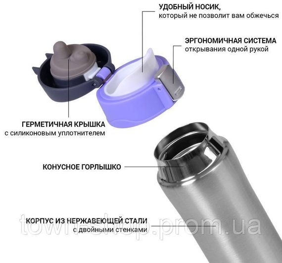 Термос Fissman Joranne Violet 420мл из нержавеющей стали FN-9818 | Зображення 1