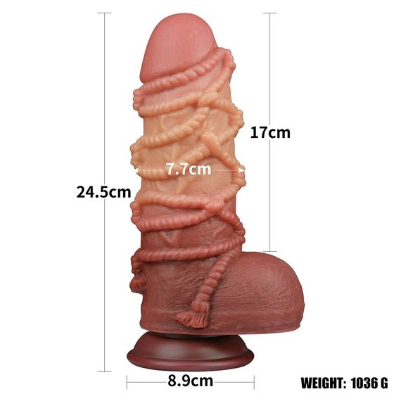 Фаллоимитатор значительного размера 9.5'' DUAL LAYERED PLATINUM SILICONE Sex Aura | Зображення 5