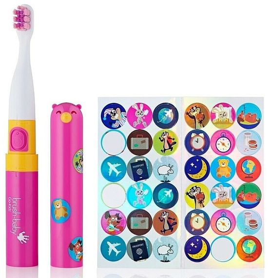 Дитяча електрична зубна щітка Brush-Baby Go Kidz - Boxed з ковпачком Рожевий | Зображення 1