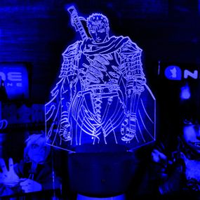 Акриловый светильник-ночник Гатс Berserk Черный Мечник синий tty-n001822