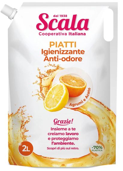 SCALA PIATTI BUSTA 2 LT Agrumi (пакет) / Засіб для миття посуду з ароматом цитрусових 2л (4pz)