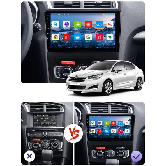 Штатная магнитола Lesko для Citroen C4 II Рестайлинг 2015-н.в. 10" 4/64Gb/ 4G/ Wi-Fi/ CarPlay GPS Premium | Зображення 1