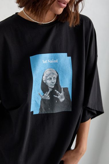 Костюм с футболкой oversize и велосипедками черный цвет S | Зображення 3