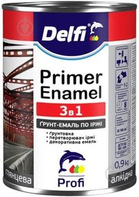 Грунт-емаль по іржі 3 в 1, темно-коричнева ТМ "Delfi" - 0.9кг