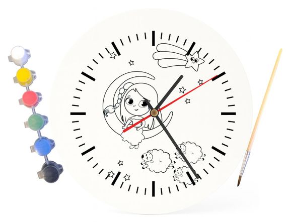 Детский набор для творчества часы раскраска Девочка на луне 30 см (Г0191) | Зображення 3