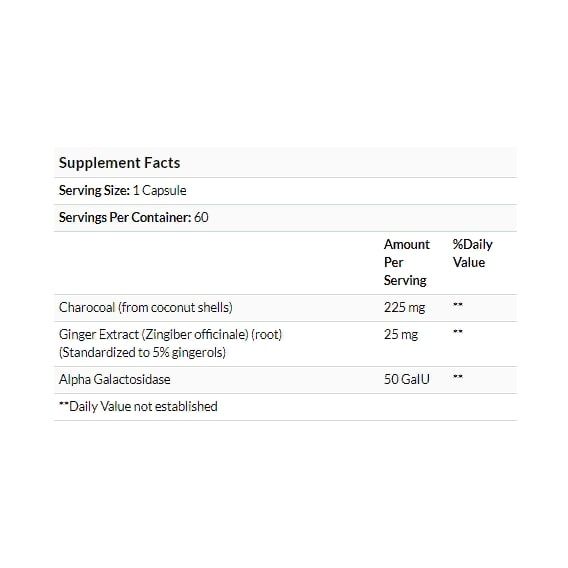 Покращення роботи кішківника Enzymedica Purify, Activated Coconut Charcoal+ 60 Caps ENZ-10065 | Зображення 3