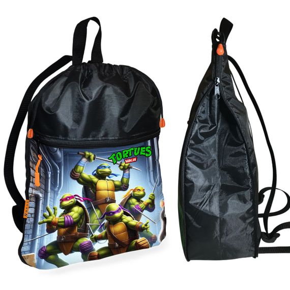 Рюкзак-мешок для обуви,спортивной формы Черепашки-ниндзя детская сумка для сменки с расширителем (01343)