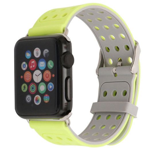 Подвійний ремінець з перфорацією Primo для Apple Watch 42mm / 44mm / 45mm - Grey&Yellow | Зображення 1