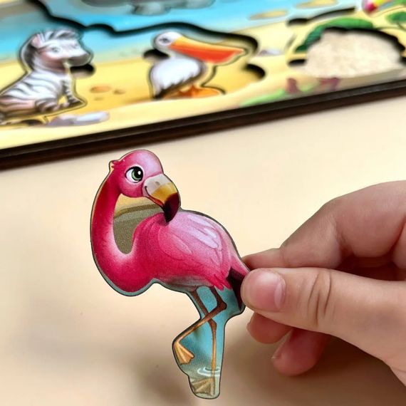 Дерев'яна настільна гра "А де звірі?" Ubumblebees (ПСД175) PSD175 сортер-вкладиш | Зображення 3