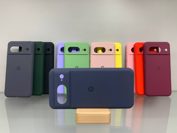 Google Pixel 8 Протиударний чохол з логотипом софт тач синій