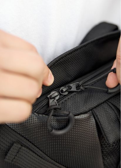 Большая мужская сумка бананка Sambag DynamicDart черная тканевая 38 × 21 × 7 см (80411701m) | Зображення 4