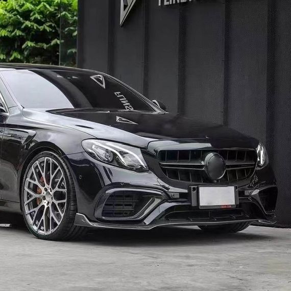 Накладки на передній бампер (для E63 AMG 2016-2019, Карбон) для Mercedes E-сlass W213 рр | Зображення 1