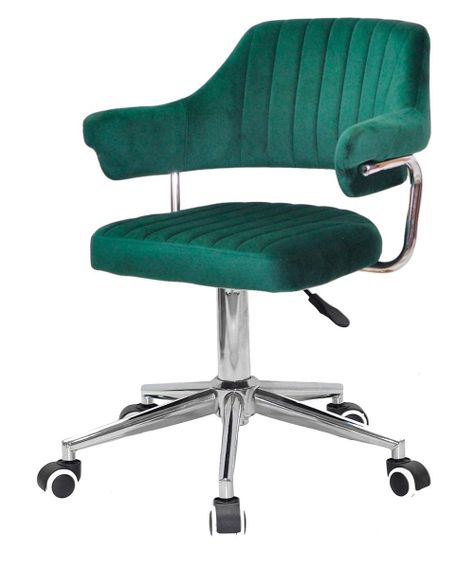 Крісло Jeff Modern Office велюр зелений B-1036 на хромованій хрестовині модерн із колесами