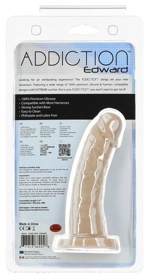 Изогнутый фаллоимитатор на присоске ADDICTION — Edward 6″ Curved Dong, вибропуля в подарок | Зображення 5