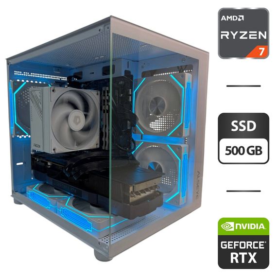 Ігровий ПК Gamdias Aura GC10M ARGB White Tower / AMD Ryzen 7 5700X (8 (16) ядер по 3.4 - 4.6 GHz) / 32 GB DDR4 / 500 GB SSD / nVidia GeForce RTX 3070, 8 GB GDDR6, 256-bit / 700W б/в