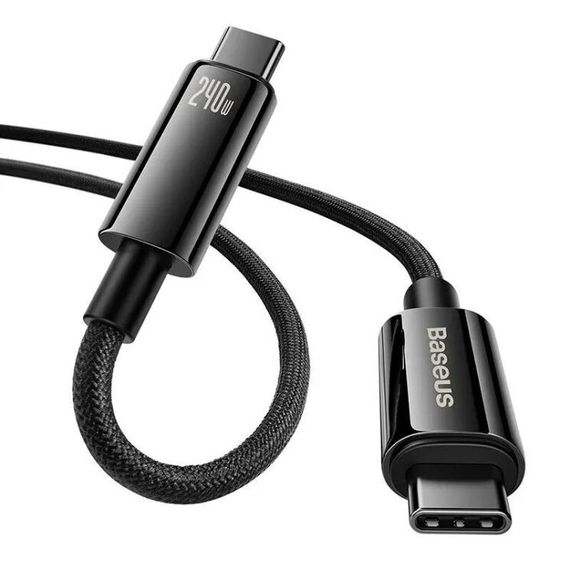 Дата кабель Baseus Tungsten Gold Type-C to Type-C Cable 240W (1m) (CAWJ04000) Black | Зображення 2
