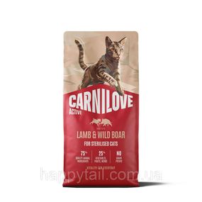 Беззерновий сухий корм Carnilove Sterilised Lamb & Wild Boar для кастрованих котів ягня та кабан 6 кг