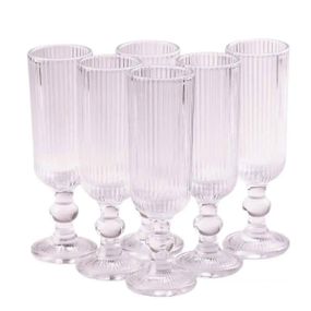 Бокалы под шампанское высокие рифленые из толстого стекла 6 штук