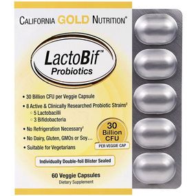 Пробиотик California Gold Nutrition LactoBif Probiotics, 30 Billion CFU 60 Veg Caps CGN00965