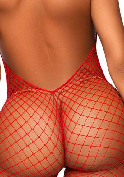 Еротичний сітчастий бодістокінг Leg Avenue Racer neck bodystocking Red | Зображення 3