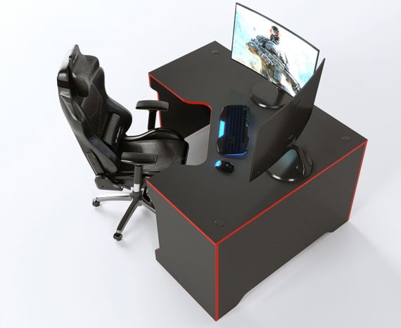 Стол геймерский ZEUS TRON-2 Stalker черныйкрасный | Зображення 4