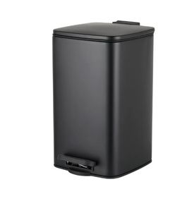 Відро для сміття Zerix Kubix-TC0108 Black з плавним закриттям, квадратне, 8 л, чорний (ZX5892)