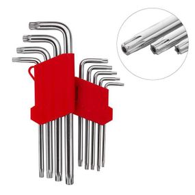 Набір ключів Г-подібних TORX подовжені з отвором 9 од., Т10-Т50, Cr-V INTERTOOL HT-0606