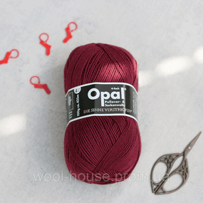 Шкарпеткова пряжа Opal Uni, бордовий