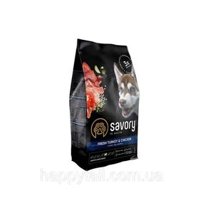 Корм Savory Junior Large для молодих собак великих порід, індичка та курка, холістик, 3 кг