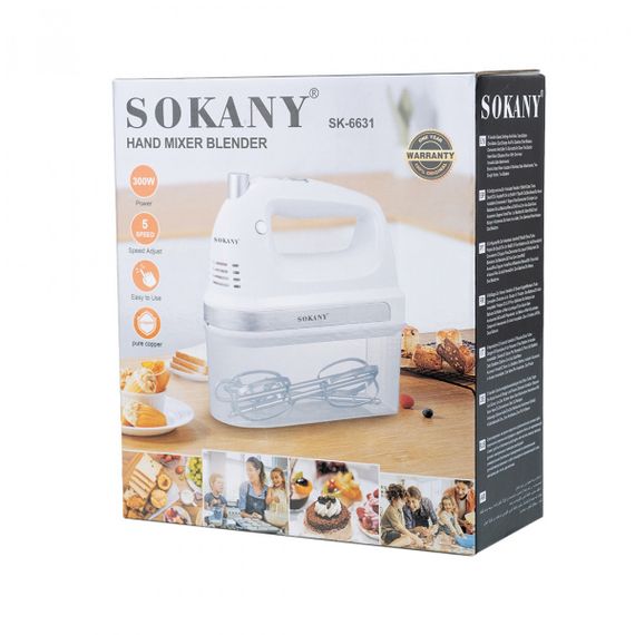 Миксер ручной Sokany SK-6631 с двумя насадками 400Вт | Зображення 2