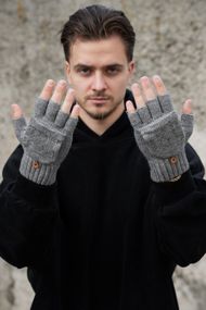 Теплі зимові сенсорні перчатки рукавиці без пальців 3-30 Without Jude Gray