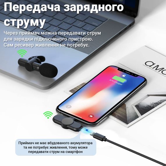 Беспроводной петличный Lightning микрофон Savetek P28 для Apple iPhone, iPad, 2.4 ГГц | Зображення 7