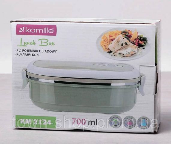 Ланч-бокс Kamille Food Box 700мл, 20х14.5х7.5см, бежевый с оливковым KM-2124 | Зображення 3