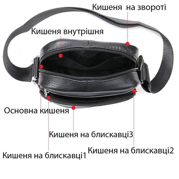 Стильная мужская сумка через плечо из натуральной кожи, компактный размер, TG-681 много отделений | Зображення 3