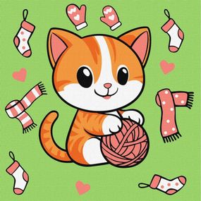 Картина по номерам "Котик и клубочек (картина №1)" ©art_selena_ua KHO1233, 25х25 см