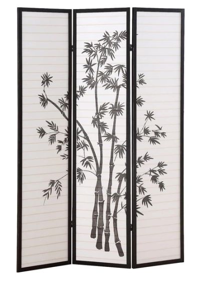 Ширма декоративная трехсекционная SN-0014 деревянная складная перегородка для зонирования