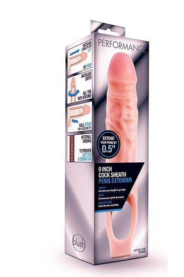 Насадка на член реалістична, що подовжує, Blush Performance бежева, 16.5 х 3.8 см sexstyle | Зображення 3