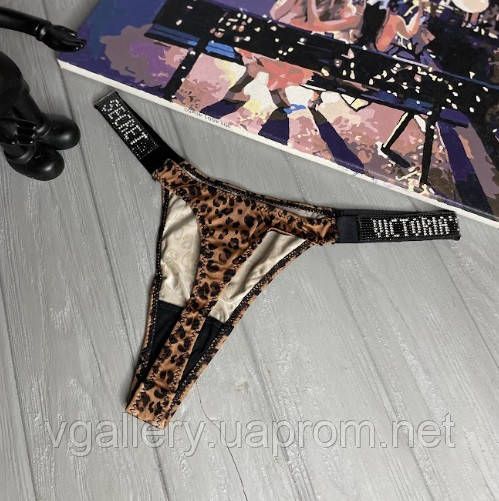 Женские кружевные стринги Виктория Сикрет со стразами, бикини стринги Victoria`s Secret, премиум качество