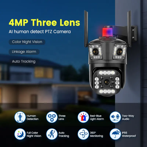 Зовнішня 6MP IP Камера 3 в 1 WiFi Поворотна A3H V380 PRO | Зображення 1