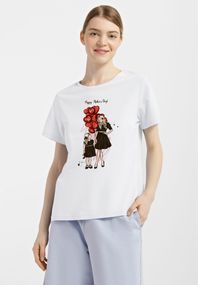 Футболка жіноча біла з принтом "Мама та дочка", M