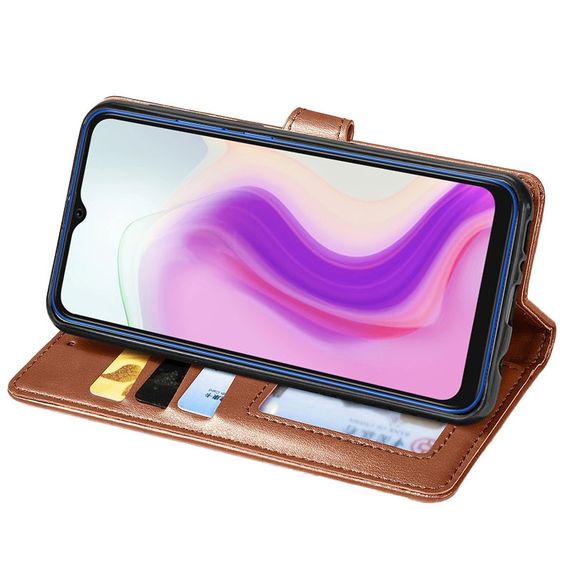 Шкіряний чохол-книжка GETMAN Gallant (PU) для Umidigi A7s Штучна шкіра, Слот для візитки, Коричневий | Зображення 1
