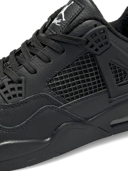 Кросівки зимові чоловічі Air Jordan 4 Retro Fleece Termo All Black Leather , В'єтнам 44 28.5 см | Зображення 4