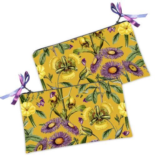Косметичка жіноча Цветы на желтом фоне 20х12 см (K_ILI001)