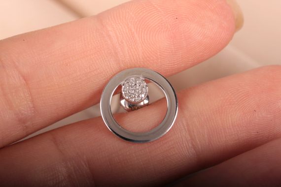 Сережки пуссеты из белого золота | Зображення 2