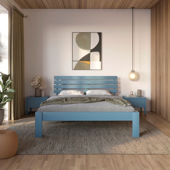 Полуторне дерев&#039;яне ліжко Mebigrand Техас Сіро-синій (S7010R90B) 120х200 см (MBG-9709)