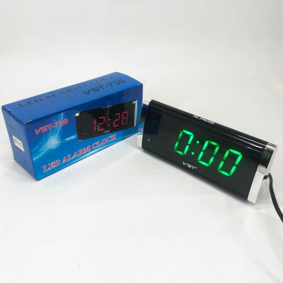 Электронные Часы VST-730-4 green, цифровые настольные сетевые часы, led alarm clock с будильником | Зображення 3