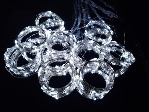 Гирлянда штора 3x3 метра, 300LED, "светодиодные капли" от USB, холодный белый цвет, 8 режимов + пульт | Зображення 2