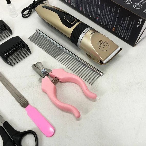 Машинка для стрижки собак и кошек триммер машинки для груминга RAF R.436 набор для стрижки животных OX-55 | Зображення 1