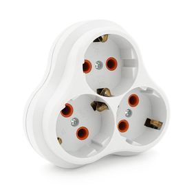 Розетка тройник с заземлением AK303,White,Q10